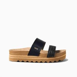 NEW REEF women's cushion vista hi sandal in black braid